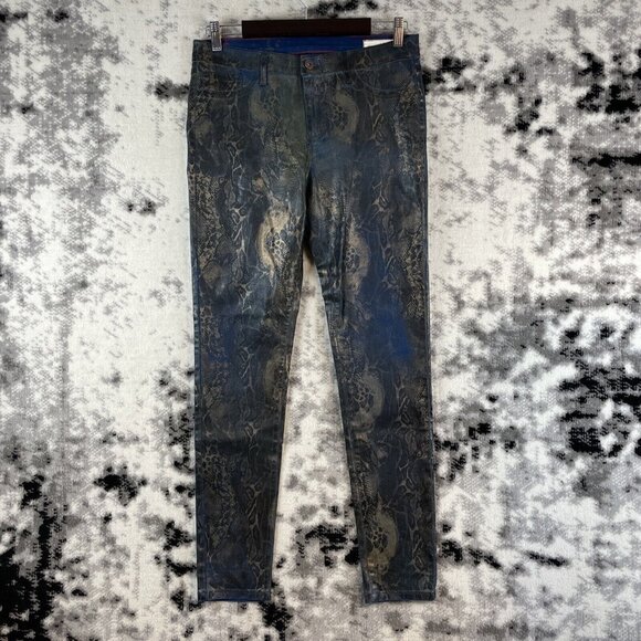 Angry Rabbit Jeans Women's Size 31 Blue Snakeskin Comfort Casual Cotton Poly‎ - Picture 1 of 10